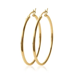 Maison de la Bijouterie Créoles femme plaqué or 6 mm simples - YUU60 | Femme Boucles D'Oreilles