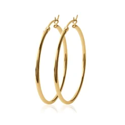 Maison de la Bijouterie Créoles femme plaqué or 5 mm simples - YUU50 | Femme Boucles D'Oreilles