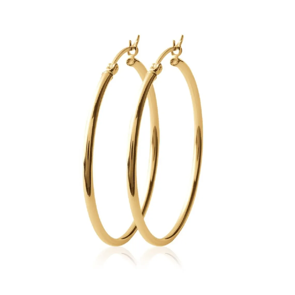 Maison de la Bijouterie Créoles femme plaqué or 5 mm simples - YUU50 | Femme Boucles D'Oreilles
