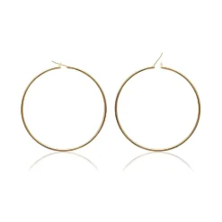 Maison de la Bijouterie Créoles femme plaqué or 5 mm simples - YUU50 | Femme Boucles D'Oreilles