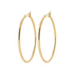 Maison de la Bijouterie Créoles femme plaqué or 4 mm simples - YUU40 | Femme Boucles D'Oreilles