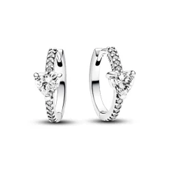 Pandora Créoles Halo Cœur Scintillant | Femme Boucles D'Oreilles
