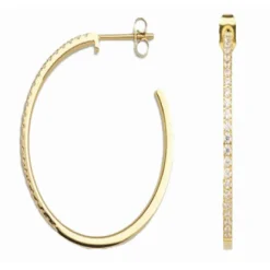Clyda Bijoux Créoles Intemporelle Acier Doré Et Pavage | Femme Boucles D'Oreilles