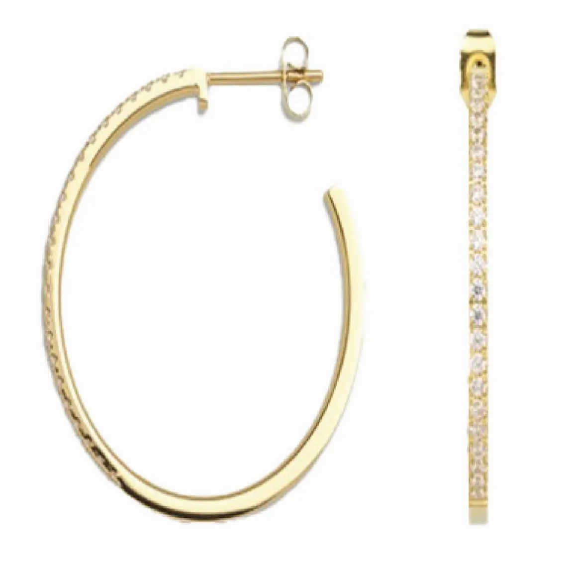Clyda Bijoux Créoles Intemporelle Acier Doré Et Pavage | Femme Boucles D'Oreilles