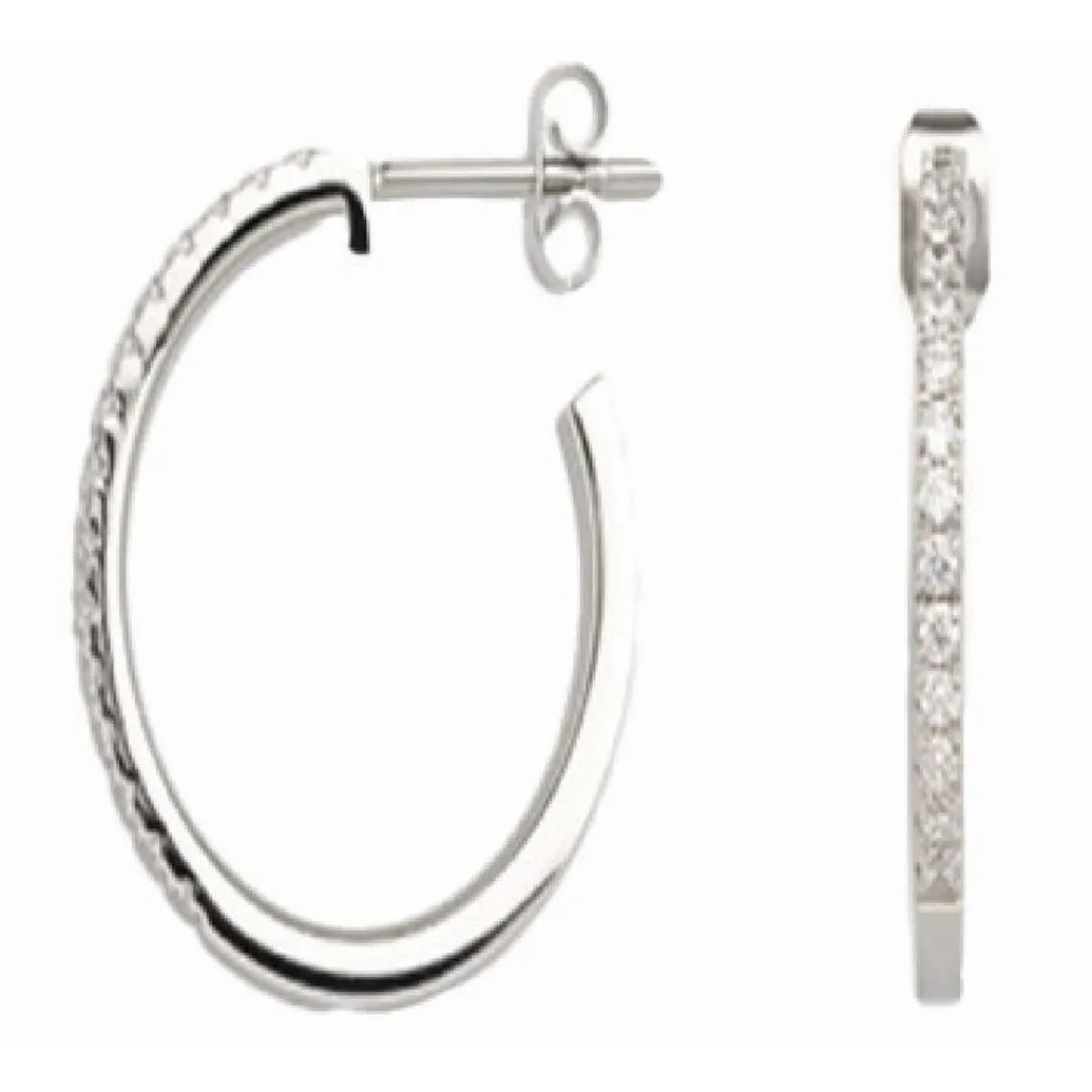 Clyda Bijoux Créoles Intemporelle Acier Rhodié Et Pavage | Femme Boucles D'Oreilles