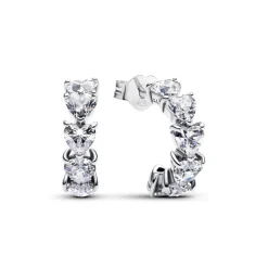 Pandora Créoles Ouvertes Cœurs Scintillantes | Femme Boucles D'Oreilles