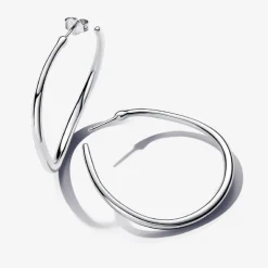Pandora Créoles Ouvertes de Forme Organique 42 mm Argent | Femme Boucles D'Oreilles