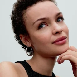 Pandora Créoles Ouvertes de Forme Organique 42 mm Argent | Femme Boucles D'Oreilles