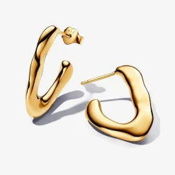 Pandora Créoles Ouvertes V Organique 263290C00 Doré | Femme Boucles D'Oreilles