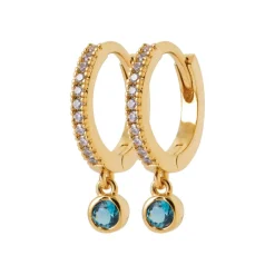 Maison de la Bijouterie Créoles pampilles femme plaqué or teinté serti clos 12 mm - Y634360 | Femme Boucles D'Oreilles