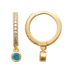 Maison de la Bijouterie Créoles pampilles femme plaqué or teinté serti clos 12 mm - Y634360 | Femme Boucles D'Oreilles