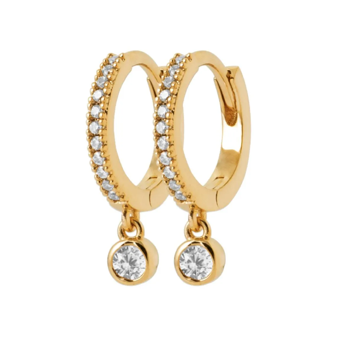 Maison de la Bijouterie Créoles pampilles femme plaqué or teinté serti clos 12 mm - Y6343Z0 | Femme Boucles D'Oreilles