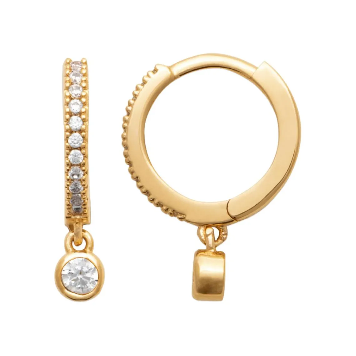 Maison de la Bijouterie Créoles pampilles femme plaqué or teinté serti clos 12 mm - Y6343Z0 | Femme Boucles D'Oreilles