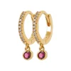 Maison de la Bijouterie Créoles pampilles femme plaqué or teinté serti clos 12 mm - Y6343V0 | Femme Boucles D'Oreilles