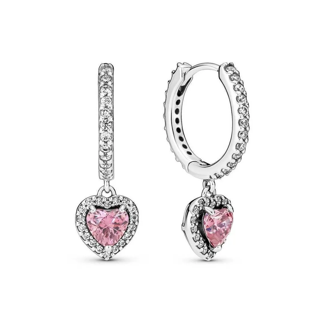 Pandora Créoles Timeless - Cœur Halo Scintillant | Femme Boucles D'Oreilles