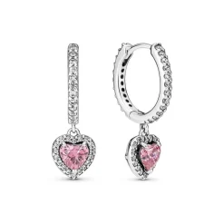 Pandora Créoles Timeless - Cœur Halo Scintillant | Femme Boucles D'Oreilles