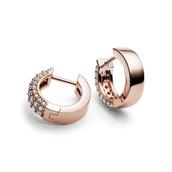 Pandora Créoles Timeless - Double Rang Pavé | Femme Boucles D'Oreilles