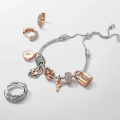 Pandora Créoles Timeless - Double Rang Pavé | Femme Boucles D'Oreilles