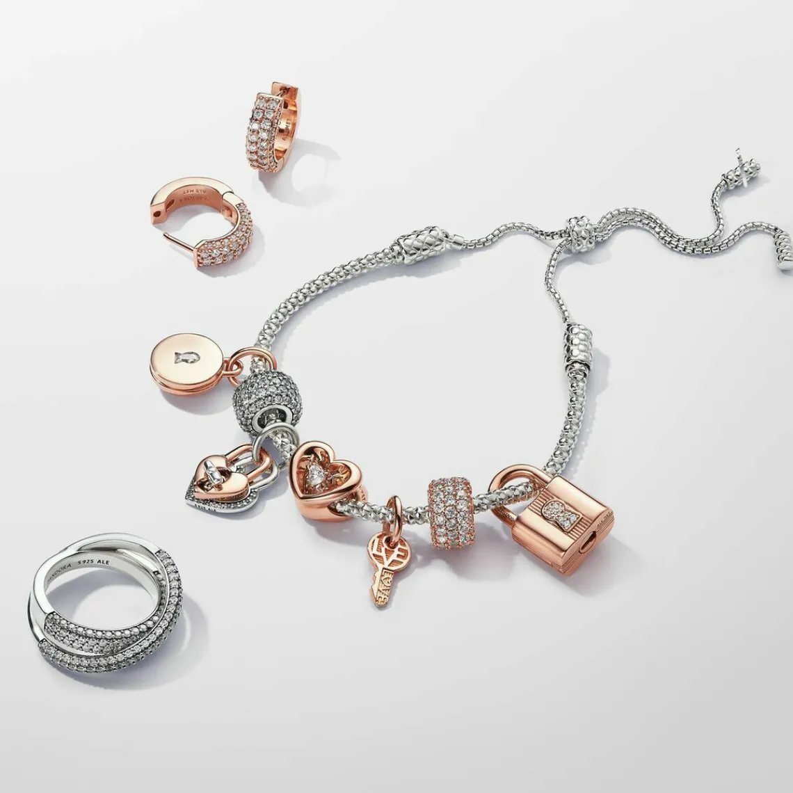 Pandora Créoles Timeless - Double Rang Pavé | Femme Boucles D'Oreilles