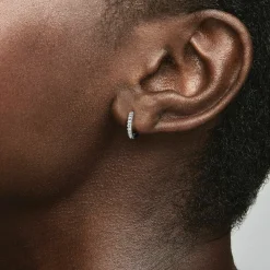 Pandora Créoles Timeless - Enveloppantes Scintillantes en Argent 925/1000 | Femme Boucles D'Oreilles