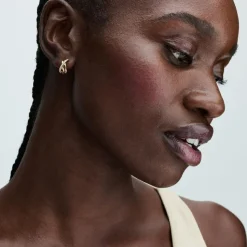 Pandora Créoles Pavées Croisées Doré | Femme Boucles D'Oreilles