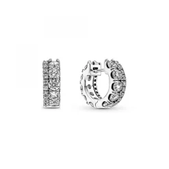 Pandora Créoles Pavées Double Anneau Timeless | Femme Boucles D'Oreilles