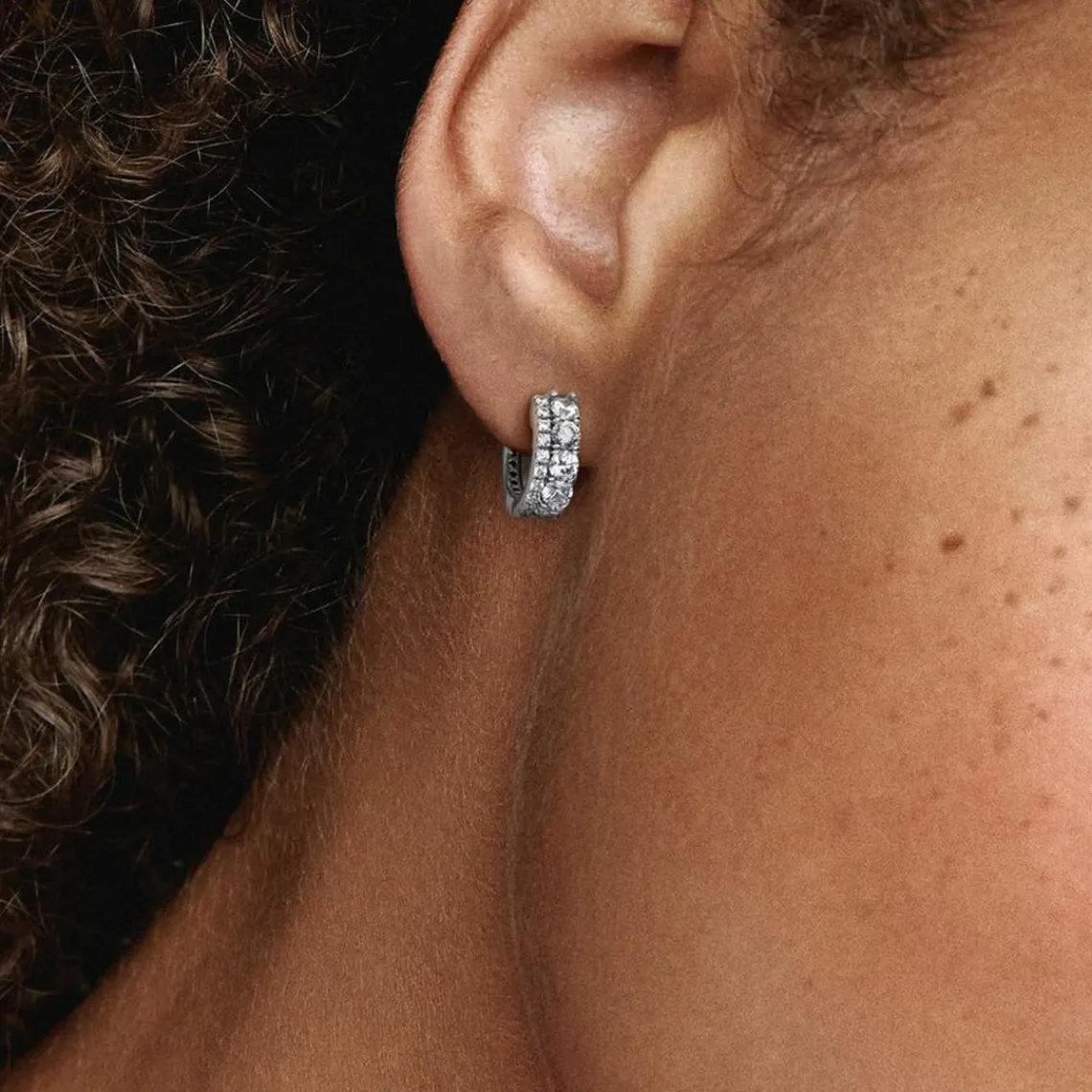 Pandora Créoles Pavées Double Anneau Timeless | Femme Boucles D'Oreilles