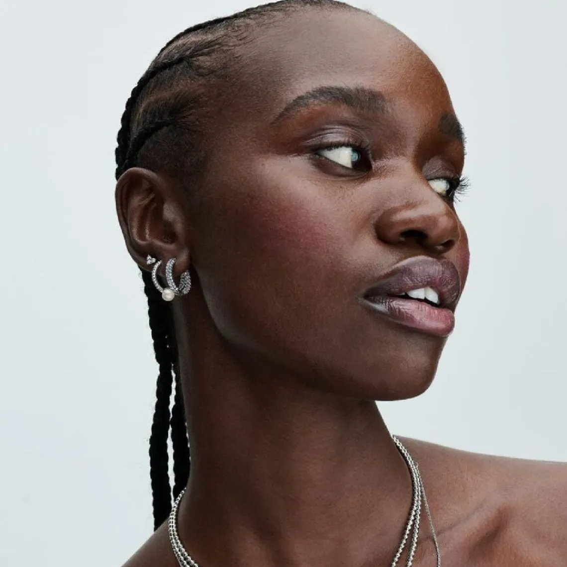 Pandora Créoles Perle de Culture et Pavé | Femme Boucles D'Oreilles