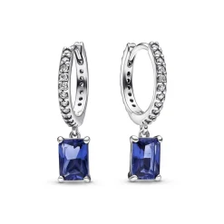 Pandora Créoles Rectangle Scintillant Bleu – Timeless | Femme Boucles D'Oreilles