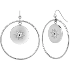 So Charm Bijoux Créoles So Charm - BD2318-BO-ARGENT-DIAMANT-NOIR - Boucles D'Oreilles Argentées | Femme Boucles D'Oreilles