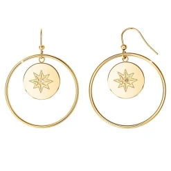 So Charm Bijoux Créoles So Charm - BD2318-BO-DORE-DIAMANT-BLANC - Boucles D'Oreilles Dorées | Femme Boucles D'Oreilles
