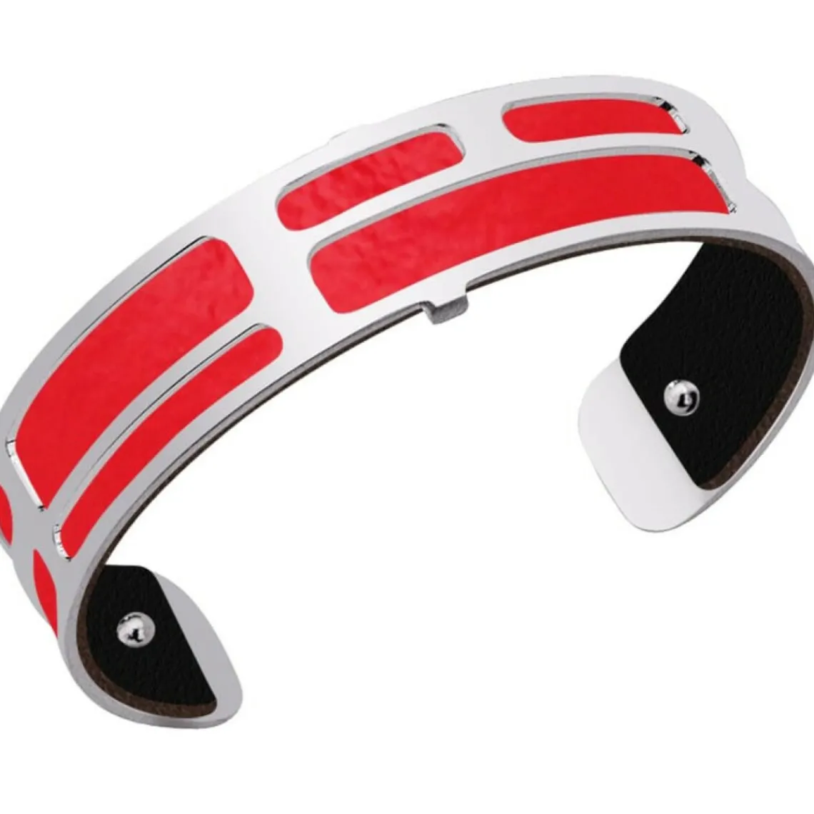 Les Georgettes Cuir pour Bracelet CUIR ROUGE VERNIS-NOIR - Cuir pour Bracelet Réversible Interchangeable Femme | Femme Bracelet