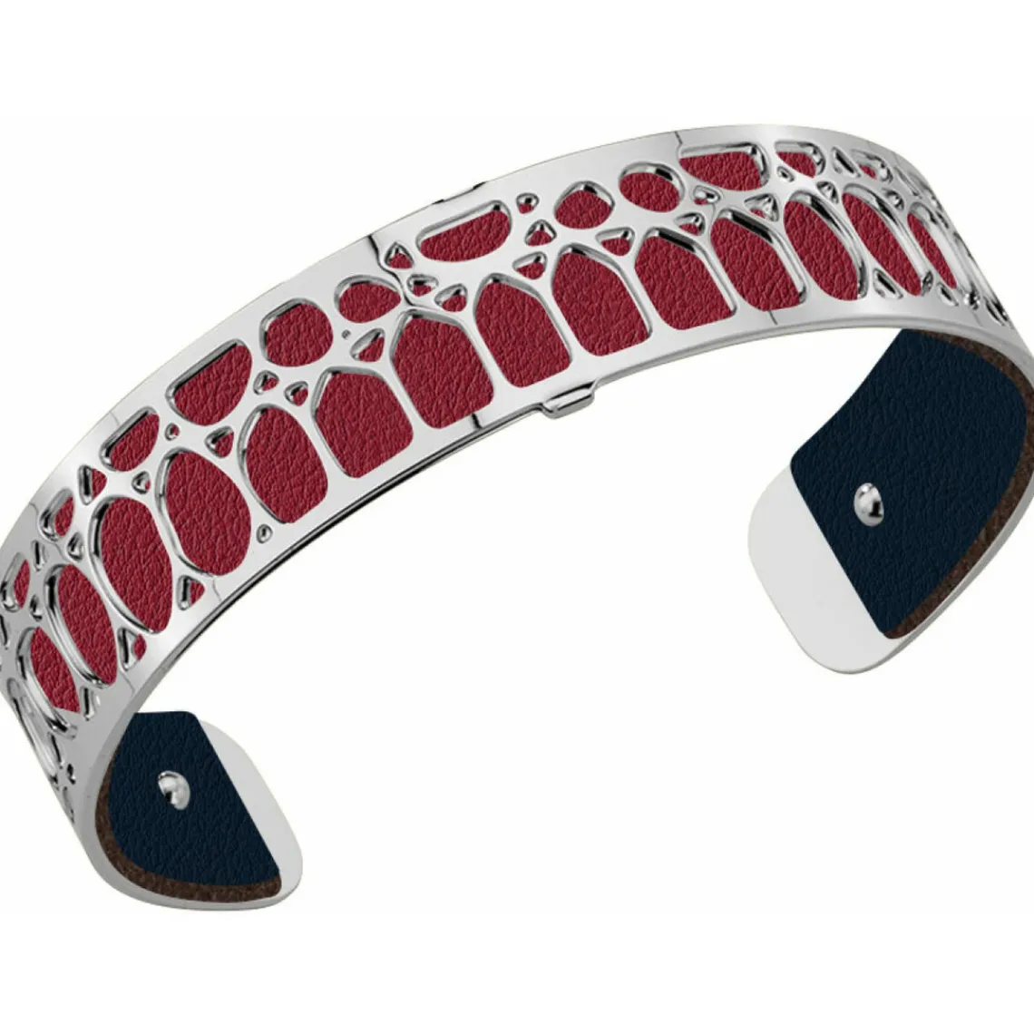 Les Georgettes Cuir pour Bracelet CUIR BLEU PETROLE-FRAMBOISE - Cuir pour Bracelet Réversible Interchangeable Femme | Femme Bracelet