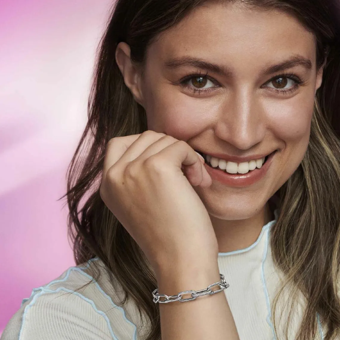 Pandora Double Link métallique Pavé argent ME | Femme Charms