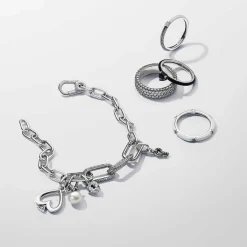 Pandora Double Link métallique Pavé argent ME | Femme Charms
