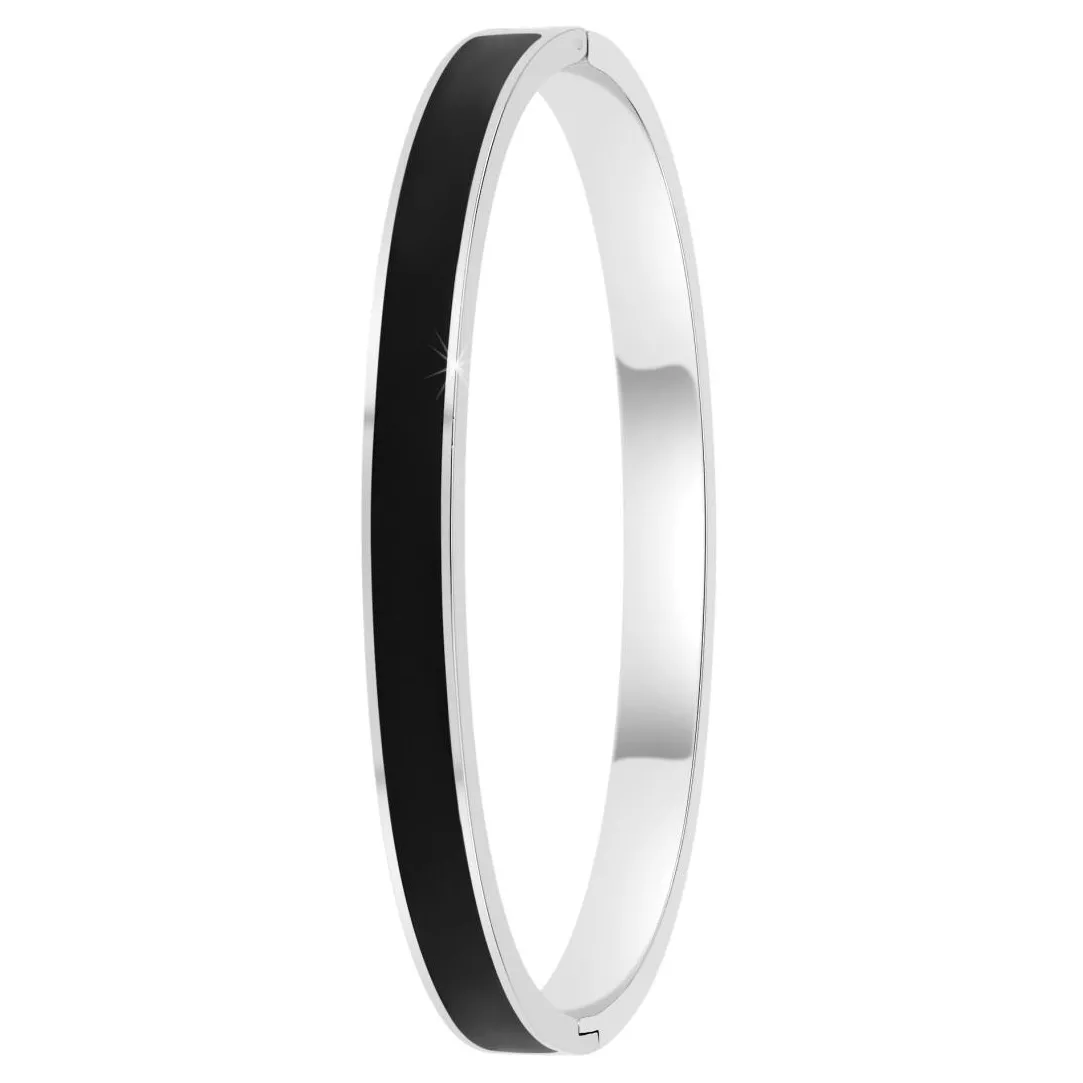 So Charm Bijoux Jonc Femme So Charm - B4339-ARGENT-NOIR - Bracelet Email Argenté | Femme Bracelet