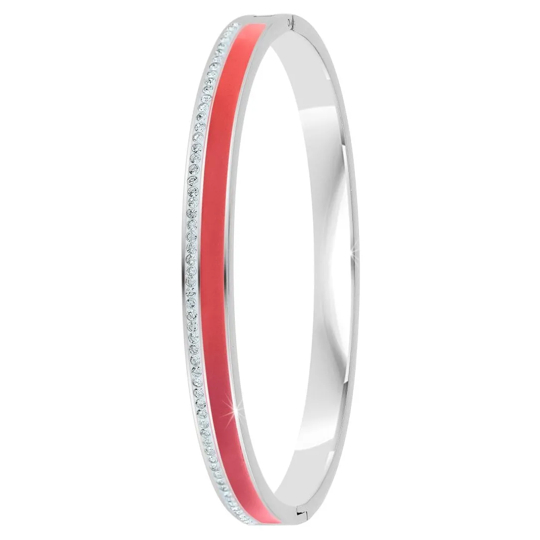 So Charm Bijoux Jonc Femme So Charm - B4338-ARGENT-ROUGE - Bracelet Email Argenté | Femme Bracelet