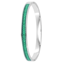 So Charm Bijoux Jonc Femme So Charm - B4337-ARGENT-VERT - Bracelet Mode Argenté | Femme Bracelet