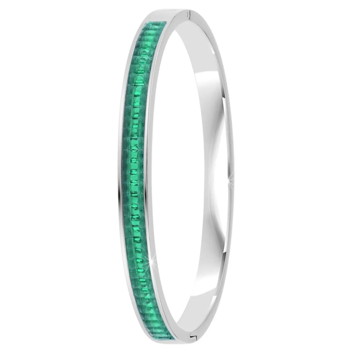 So Charm Bijoux Jonc Femme So Charm - B4337-ARGENT-VERT - Bracelet Mode Argenté | Femme Bracelet