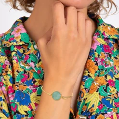 So Charm Bijoux Jonc Femme So Charm - B3308-DORE-VERT - Bracelet Mode Doré | Femme Bracelet