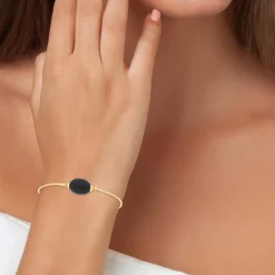 So Charm Bijoux Jonc Femme So Charm - B2492-NOIR - Bracelet Mode Doré | Femme Bracelet