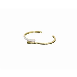 Clyda Bijoux Jonc Ouvert Etincelle Acier Doré Et Pavage | Femme Bracelet