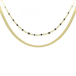 Angèle M Bijoux Lot de deux Colliers femme Angèle M B2304-DORE+B2394-NOIR | Femme Collier Et Pendentif