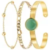 Angèle M Bijoux Lot de trois Bracelets Femme Angèle M B2371-DORE+B2384-DORE+B2494-VERT | Femme Bracelet