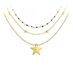 Angèle M Bijoux Lot de trois Colliers femme Angèle M B2097-DORE+B2370-DORE+B2394-NOIR | Femme Collier Et Pendentif