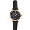 Fossil Montre ES4700 - CARLIE MINI Boîtier Acier Doré Rose Bracelet Cuir Noir Femme | Femme Mode|Cuir