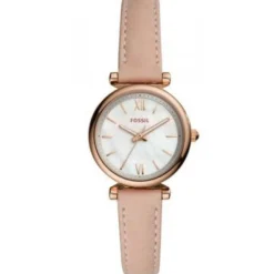 Fossil Montre ES4699 - CARLIE MINI Boîtier Acier Doré Rose Bracelet Cuir Rose Femme | Femme Mode|Rose