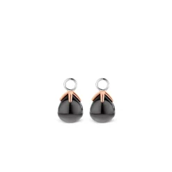 Ti Sento Pampilles 9191GB - argent bouton de fleur gris bleu translucide griffes doré rose | Femme Boucles D'Oreilles