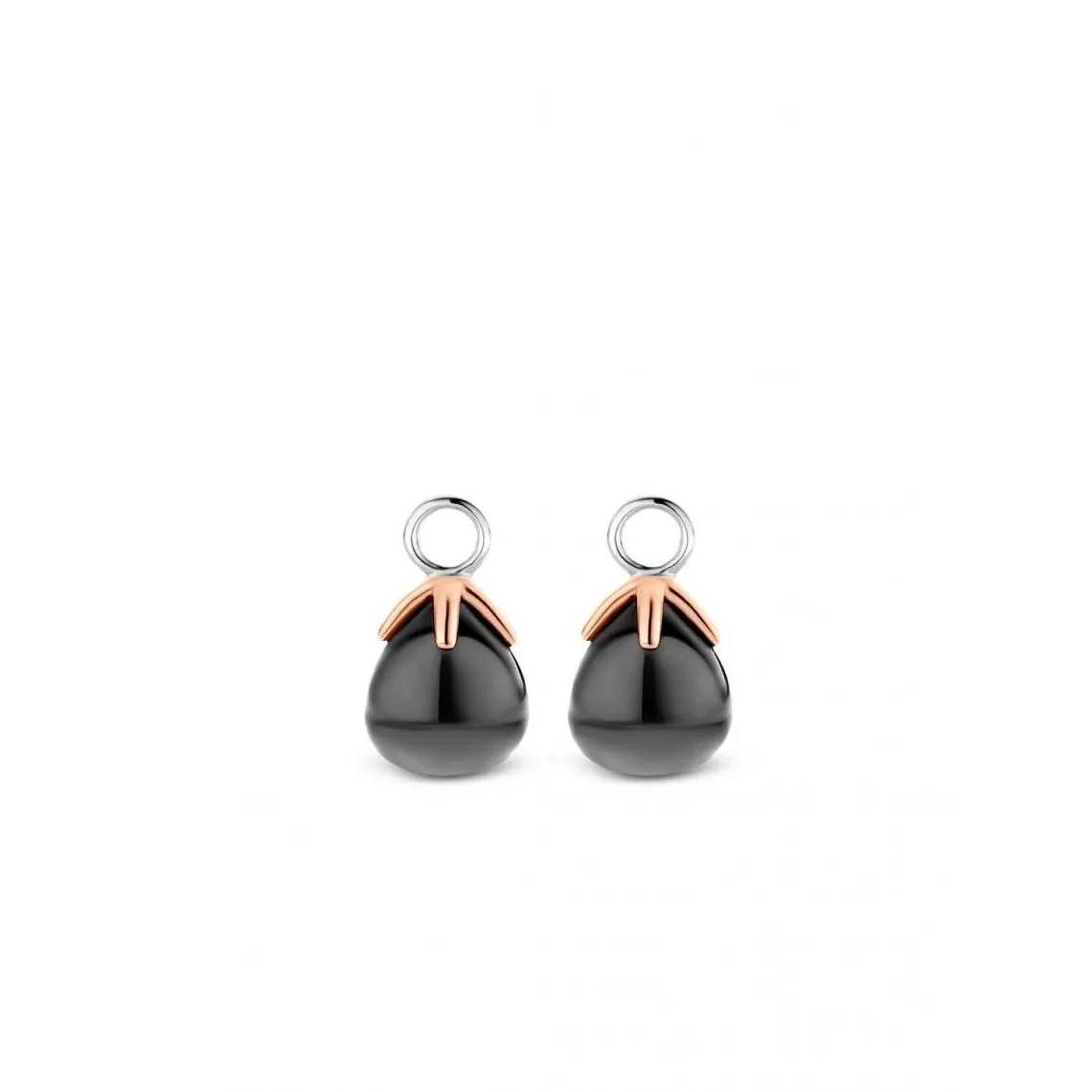 Ti Sento Pampilles 9191GB - argent bouton de fleur gris bleu translucide griffes doré rose | Femme Boucles D'Oreilles