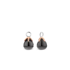 Ti Sento Pampilles 9191GB - argent bouton de fleur gris bleu translucide griffes doré rose | Femme Boucles D'Oreilles